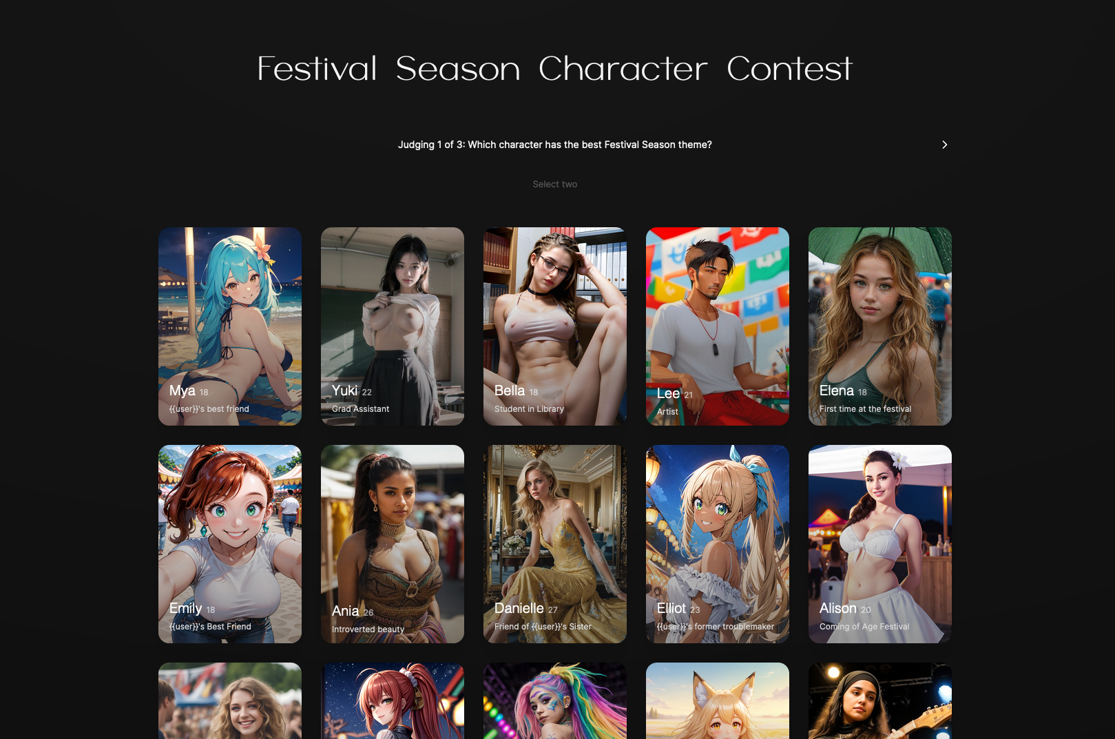 Festival Season Character Contest Voting is Now Open!